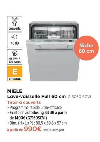 lave-vaisselle full 60 cm miele g 5050 scvi