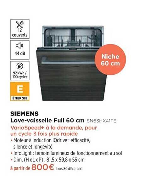 lave-vaisselle full  60 cm siemens sn63hx41te
