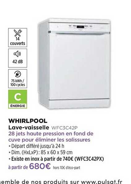lave-vaisselle whirlpool wfc3c42p