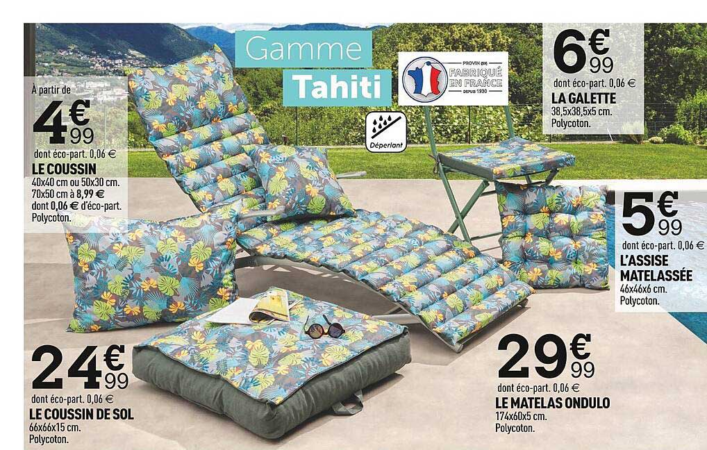 le coussin, le coussin de sol, la galette, l'assice matelassée, le matelas ondulo