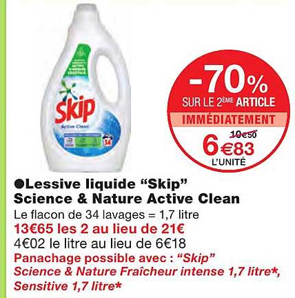 lessive liquide "skip" science & nature active clean
