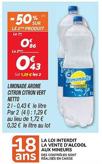 Limonade Arome Citron Citron Vert Netto
