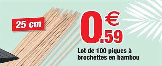 Lot De 100 Piques à Brochettes En Bambou