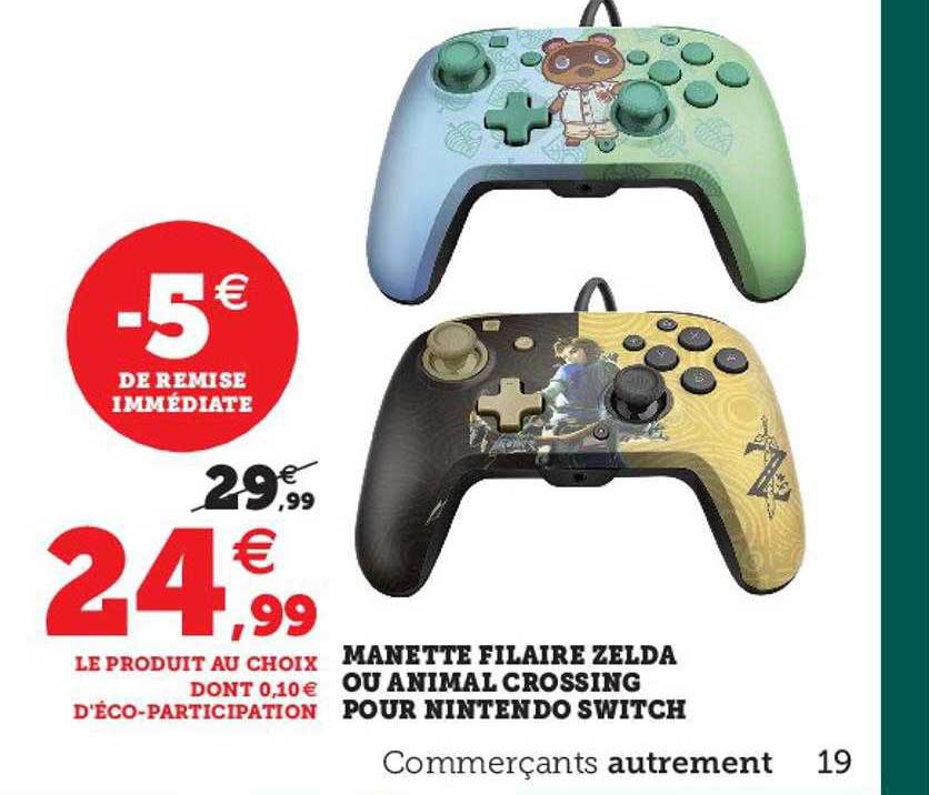 Manette Filaire Zelda Ou Animal Crossing Pour Nintendo Switch
