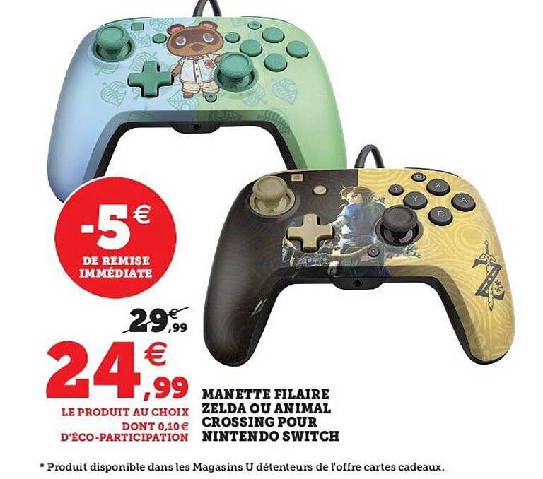 manette filaire zelda ou animal crossing pour nintendo switch