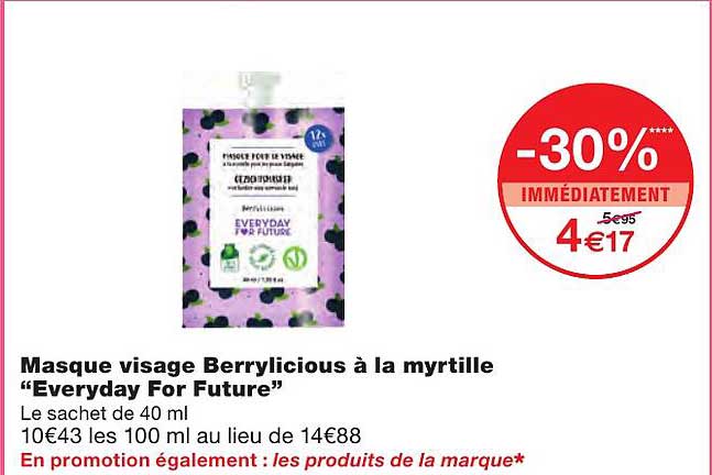 masque visage berrylicious à la myrtille "everyday for future"