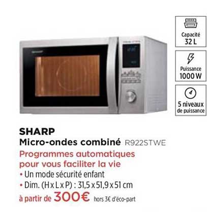 micro-ondes combiné sharp r922stwe