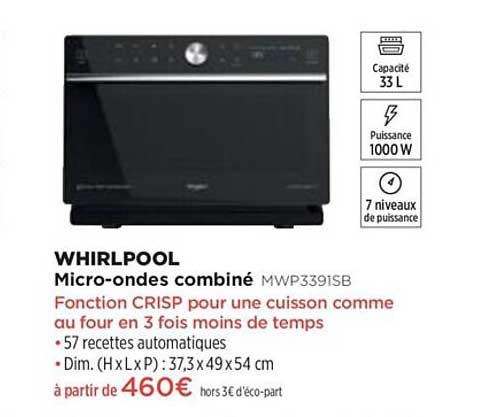 micro-ondes combiné whirlpool mwp3391sb