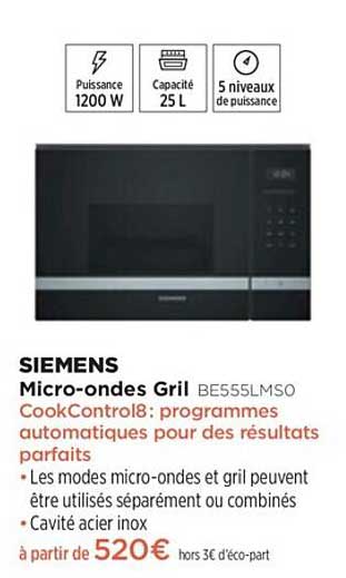 micro-ondes grill siemens be555lmso