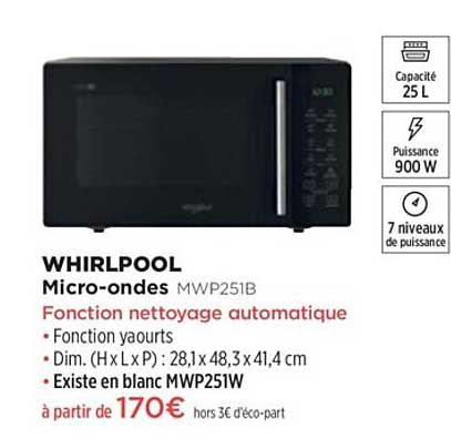 micro-ondes whirlpool mwp251b
