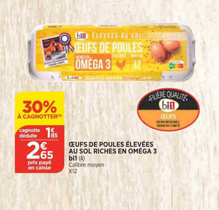 oeufs de poules élevées au sol riches en oméga 3 bi1