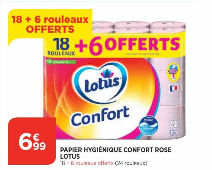 papier hygiéniques confort rose lotus