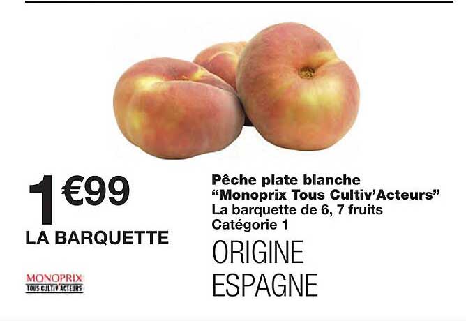 pêche plate blanche "monoprix tous cultiv'acteurs"