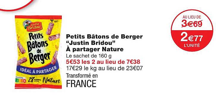 petits bâtons de berger "justin bridou" à partager nature