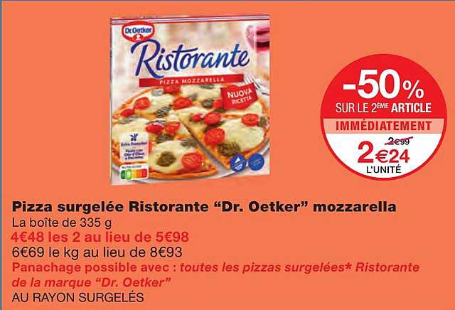 pizza surgelée ristorante "dr. oetker" mozzarella