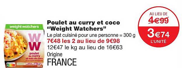 poulet au curry et coco "weight watchers"