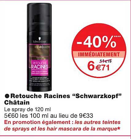 retouche racines "schwarzkopf" châtain