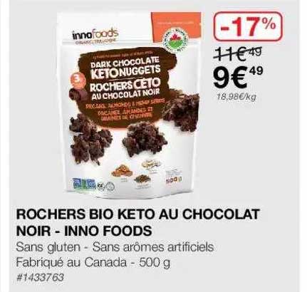 rochers bio keto au chocolat noir - inno foods