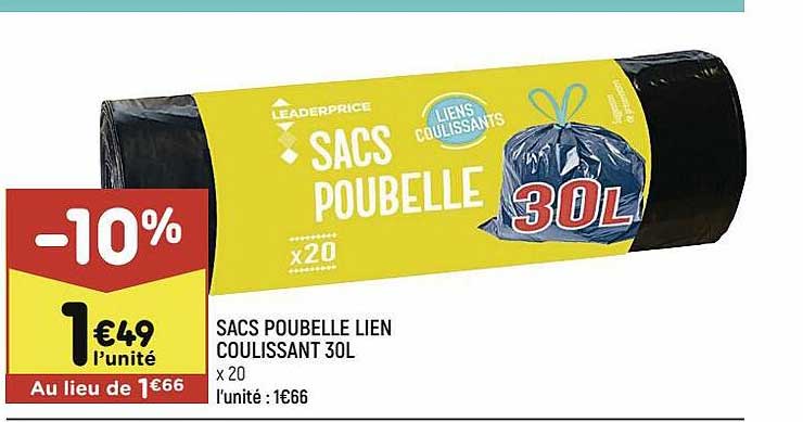 sacs poubelle lien coulissant 30l