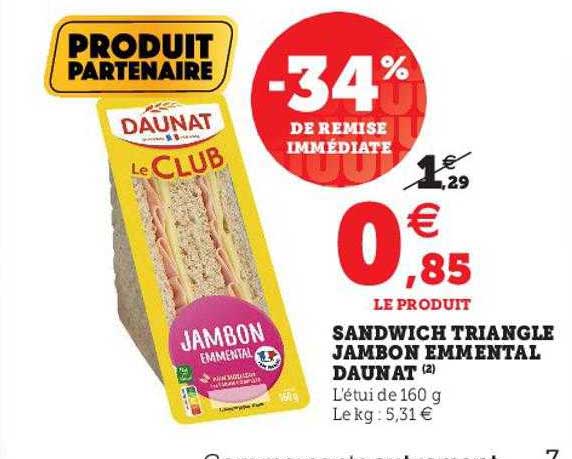 Sandwich Triangle Jambon Emmental Daunat