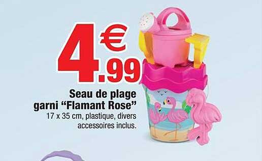 seau de plage garni "flamant rose"