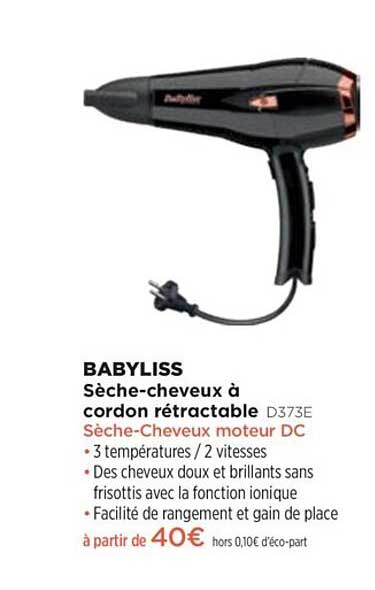 Sèche-cheveux à Cordon Rétractable Babyliss D373e