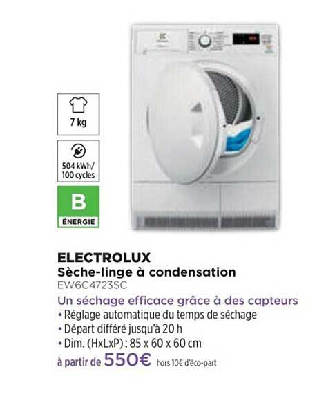 sèche-linge à condensation electrolux ew6c4723sc