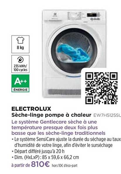 sèche-linge pompe à chaleur electrolux ew7h5125sl