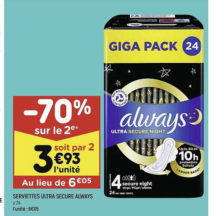 serviettes ultra secure always