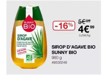 sirop d'agave bio sunny bio