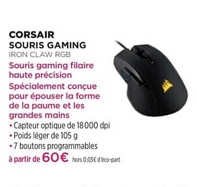 souris gaming corsair iron claw rgb