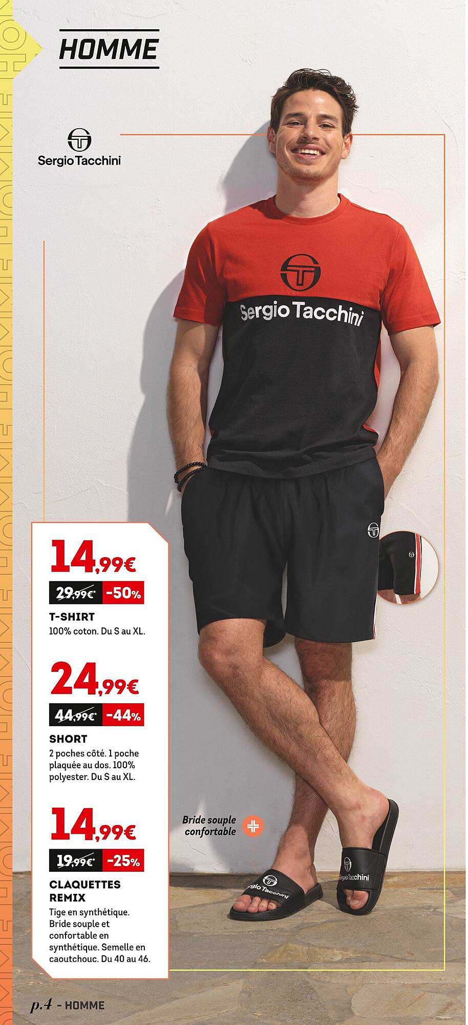 t-shirt, short, claquettes remix