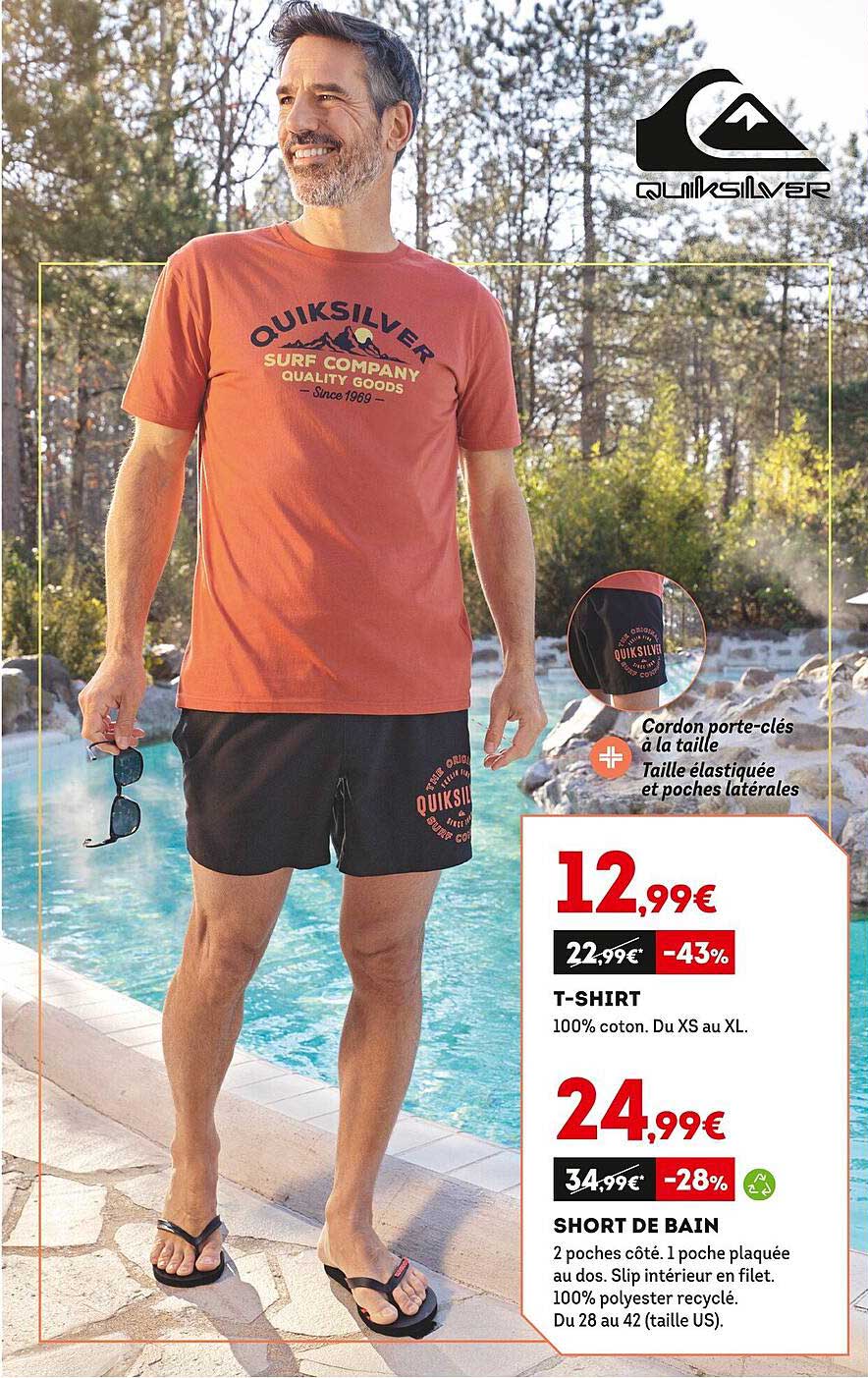 t-shirt, short de bain quidsilver