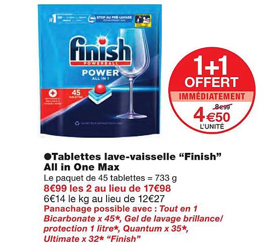 tablettes lave-vaisselle "finish" all in one max