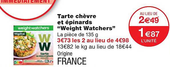 tarte chèvre et épinards "weight watchers"