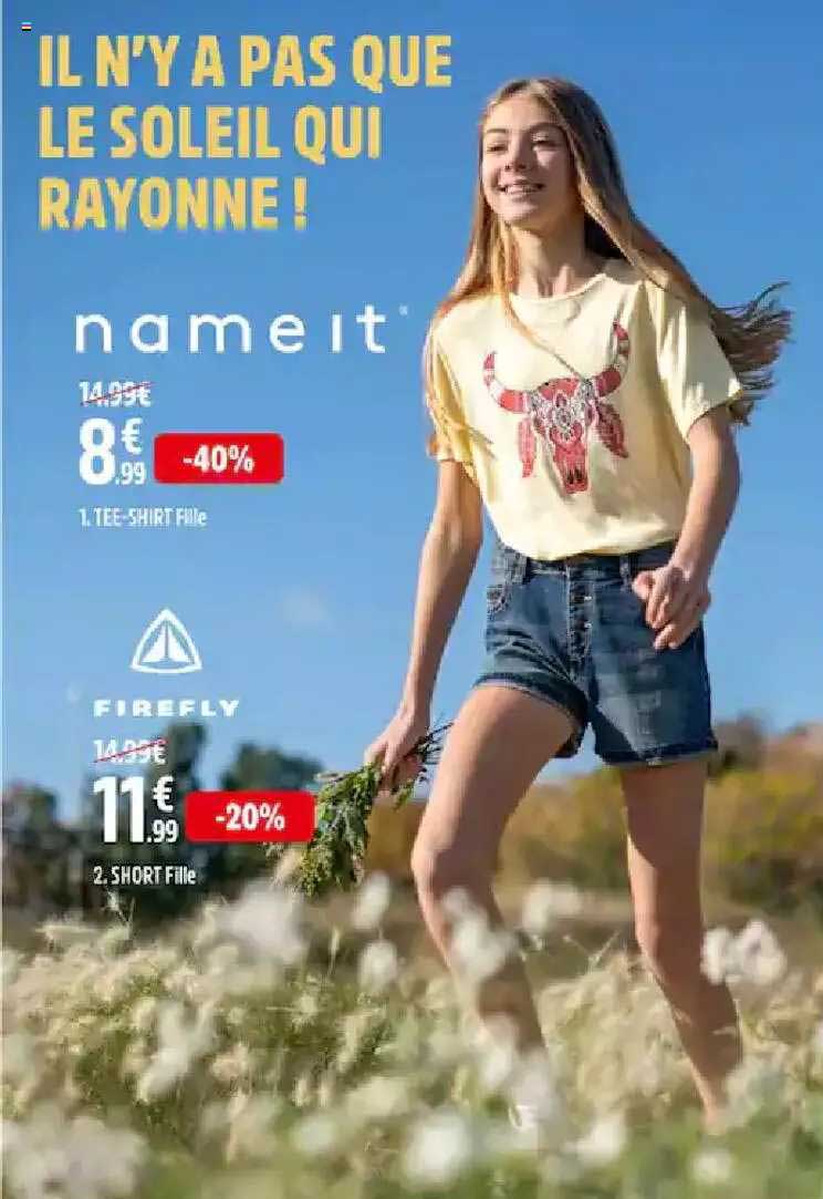 tee-shirt fille name it, short fille firefly