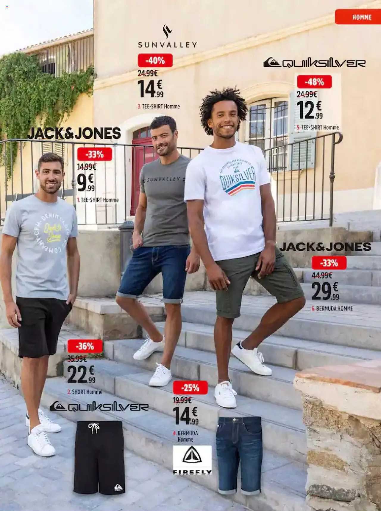 tee-shirt homme jack&jones, short homme quiksilver, tee-short homme sunvalley, bermuda homme firefly, tee-shirt homme quiksilver, bermuda homme jack&jones