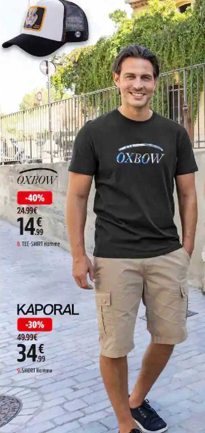 tee-shirt homme oxbow, short homme kaporal