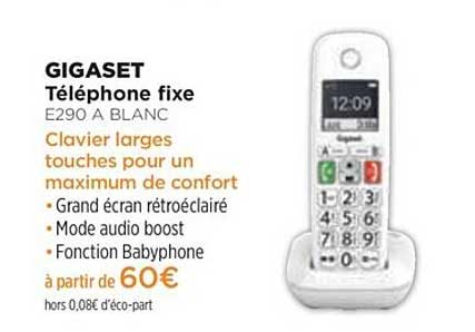 téléphone fixe gigaset e290 a blanc