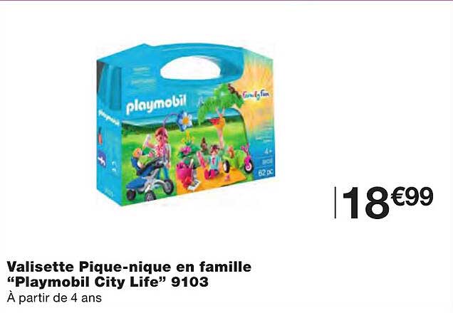 valisette pique-nique en famille "playmobil city life" 9103