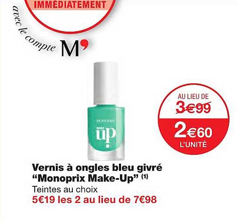 Vernis à Ongles Bleu Givré "monoprix Make-up"