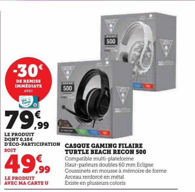 casque gaming filaire turtle beach recon 500