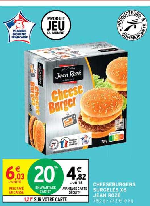 cheeseburgers surgelés x 6 jean rozé