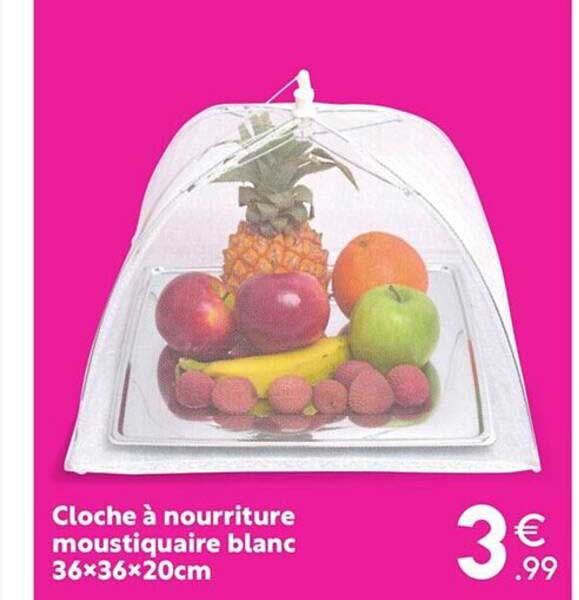 cloche à nourriture moustiquaire blanc 36 x 36 x 20 cm