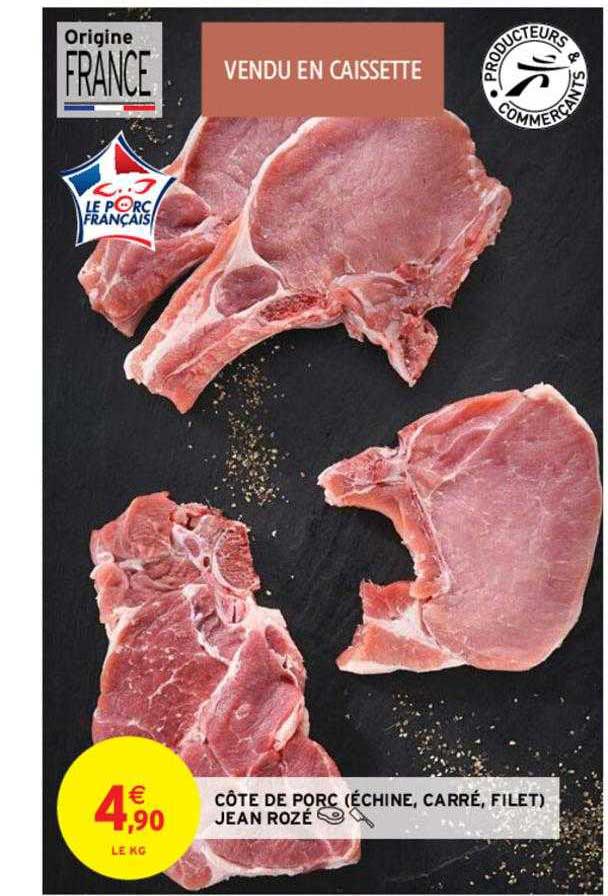 côte de porc (échine, carré, filet) jean rozé