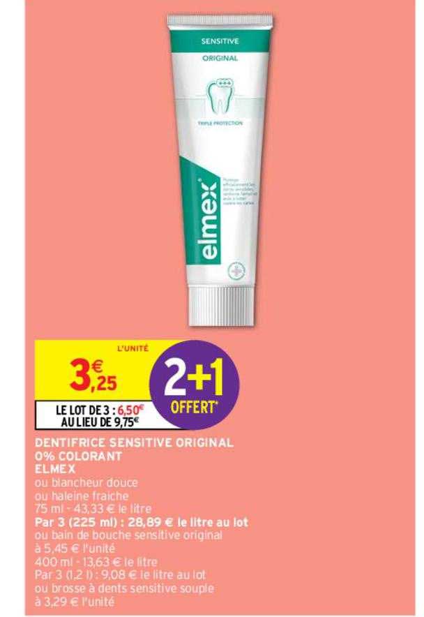 dentifrice sensitive original 0% colorant elmex
