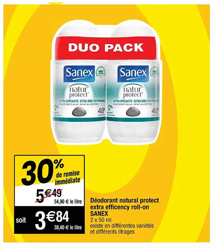 déodorant natural protect extra efficency roll-on sanex