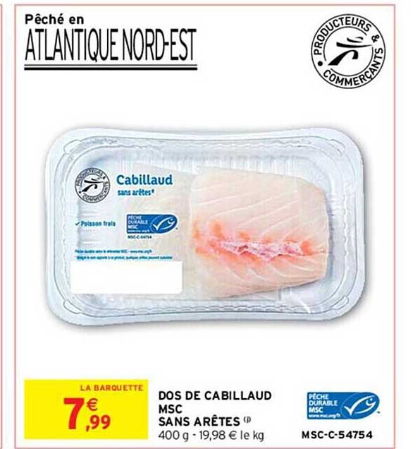 dos de cabillaud msc sans arêtes
