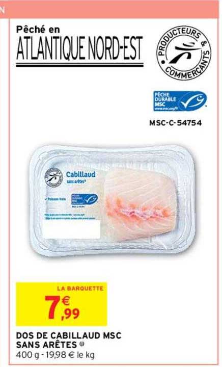 Dos De Cabillaud Msc Sans Arêtes