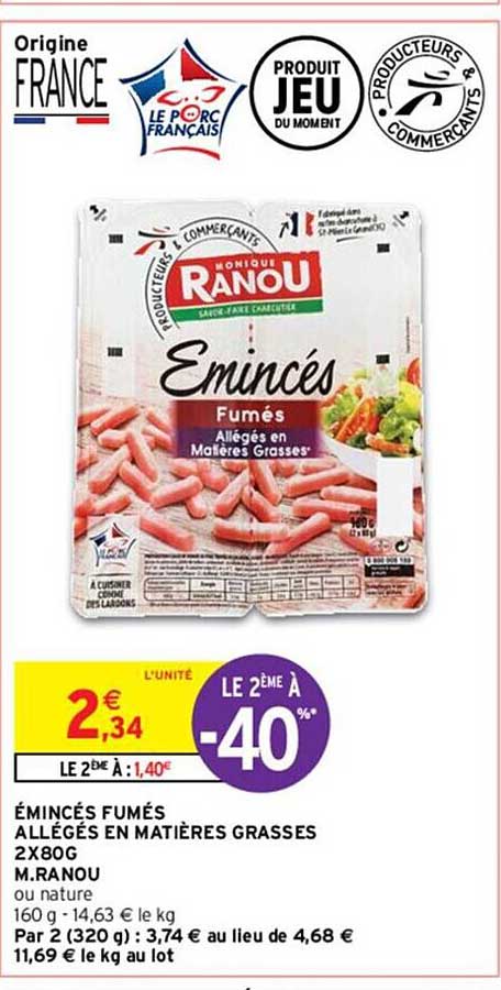 émincés fumés allégés en matières grasses 2 x 80 g m.ranou